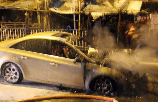 The blazing car in Kolkata