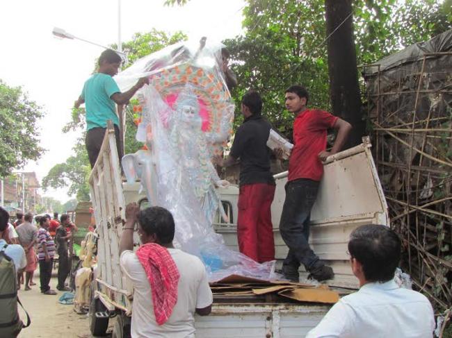 Workers celebrate Vishwakarma Puja in India