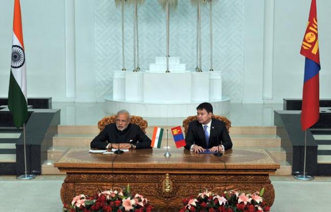 Narendra Modi and the Prime Minister of Mongolia