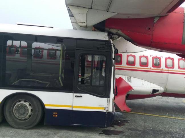 Jet Airways shuttle bus hits Air India aircraft in Kolkata