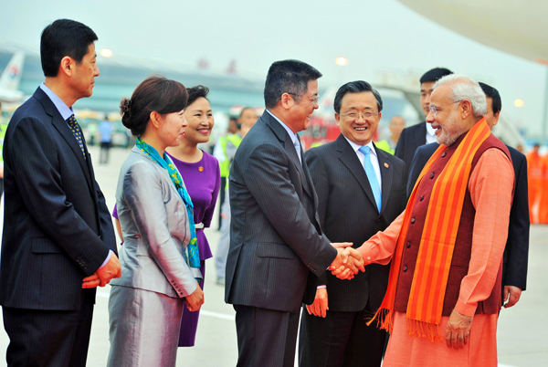Modi arrives China on three-day visit
