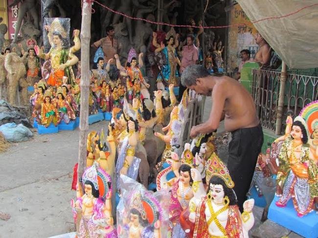 Workers celebrate Vishwakarma Puja in India
