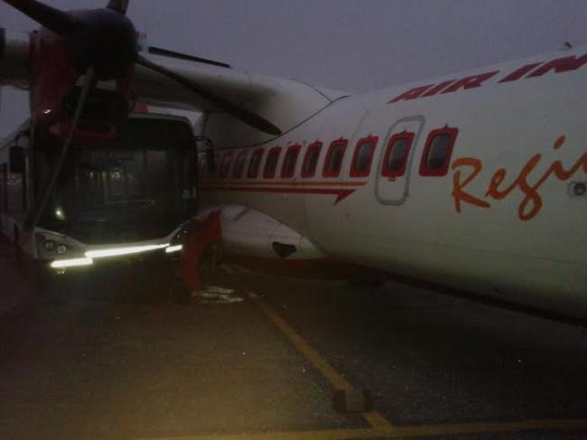 Jet Airways shuttle bus hits Air India aircraft in Kolkata