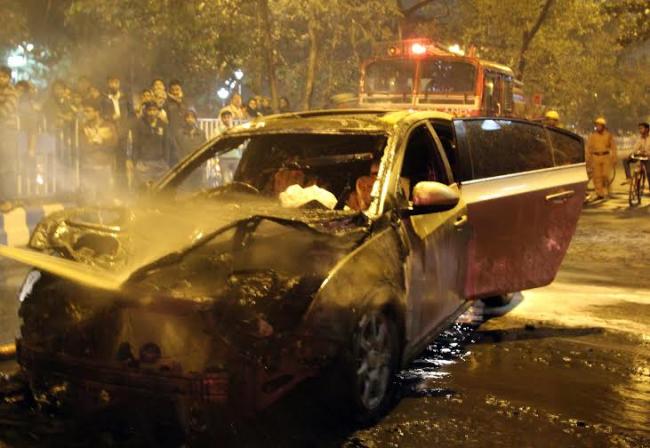 The blazing car in Kolkata