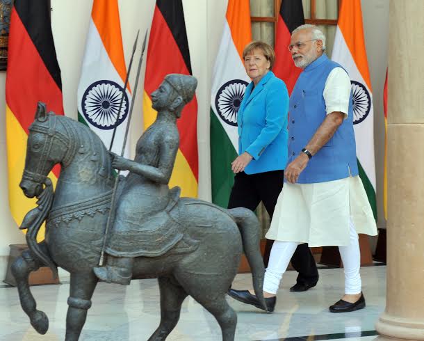 The German Chancellor, Dr. Angela Merkel with the Prime Minister, Narendra Modi,