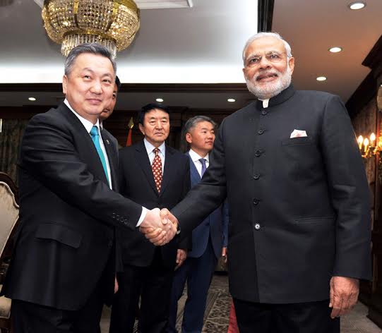 Narendra Modi and the Prime Minister of Mongolia