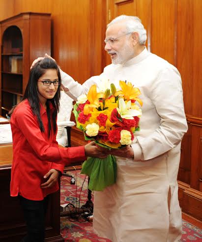 PM Modi meets winner of Bhagavad Gita Champion League