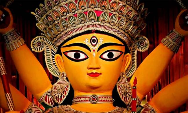 Glimpse of Goddess Durga from Kolkata's Ahiritola Sarbojanin