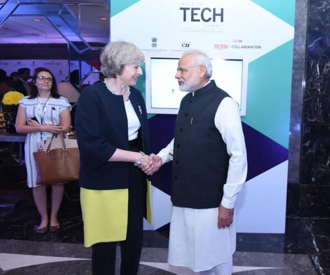 Narendra Modi meeting the Prime Minister of United Kingdom