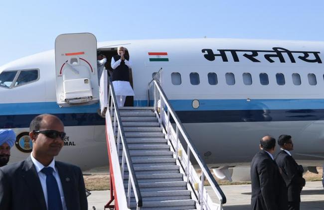 Narendra Modi arrives at Chandigarh Airport