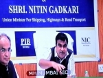 Nitin Gadkari holding a video conference