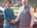  Narendra Modi receiving the State Counsellor of Myanmar, Ms. Aung San Suu Kyi