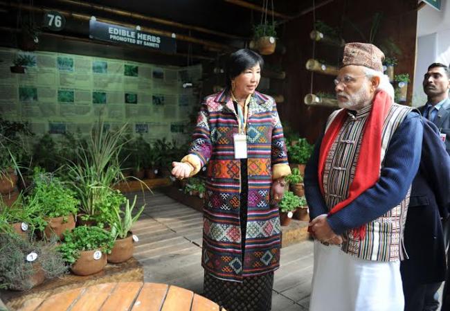  Narendra Modi visiting the organic product exhibition, in Gangtok