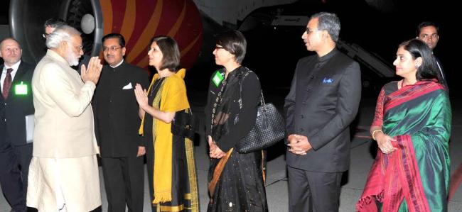 Narendra Modi arrives at Geneva International Airport