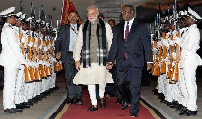 Narendra Modi arrives at Maputo