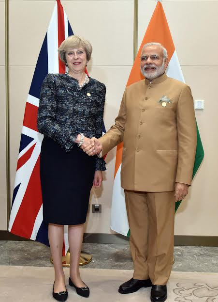 Narendra Modi meeting the Prime Minister of United Kingdom