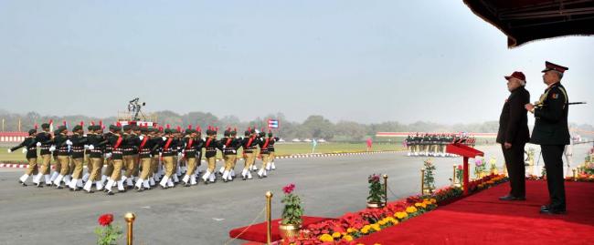  Narendra Modi taking salute from the NCC cadets