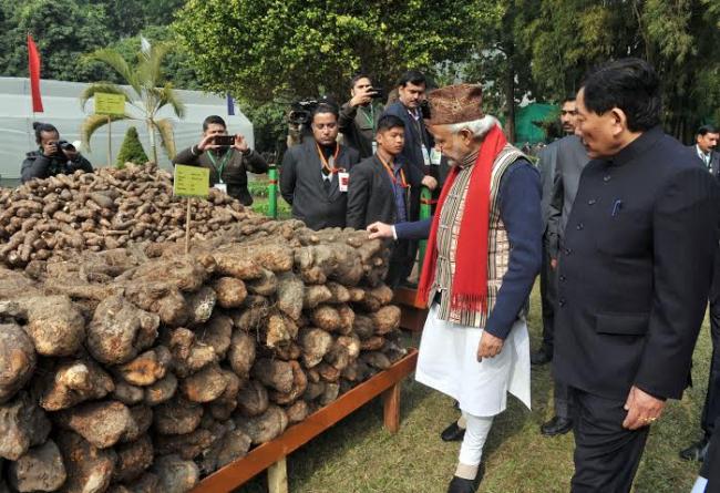  Narendra Modi visiting the organic product exhibition, in Gangtok