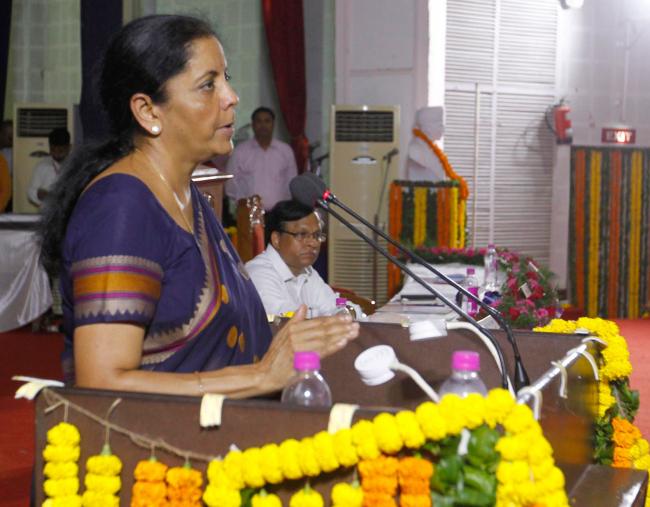 Nirmala Sitharaman addressing a gathering at BHU