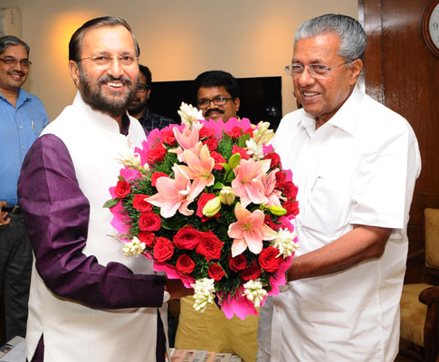 Pinarayi Vijayan meeting the Union Minister for Human Resource Development