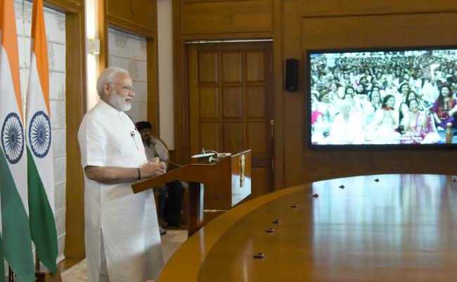 Narendra Modi addressing the 99th birthday celebrations of Dada Vaswani
