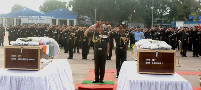 The Chief of Army Staff, General Bipin Rawat paying homage to the Martyrs