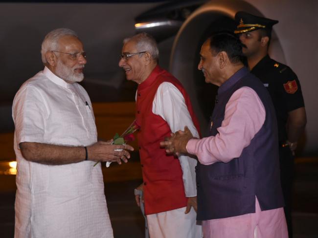 Gujarat Governor, CM welcome PM Modi at Ahmedabad airport