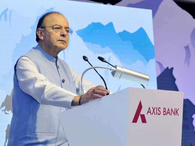 Arun Jaitley addressing at the launch of the Axis Bank CSR project