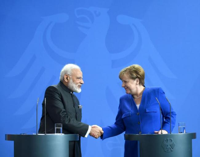 Narendra Modi accorded ceremonial welcome at German Chancellery, in Berlin, Germany