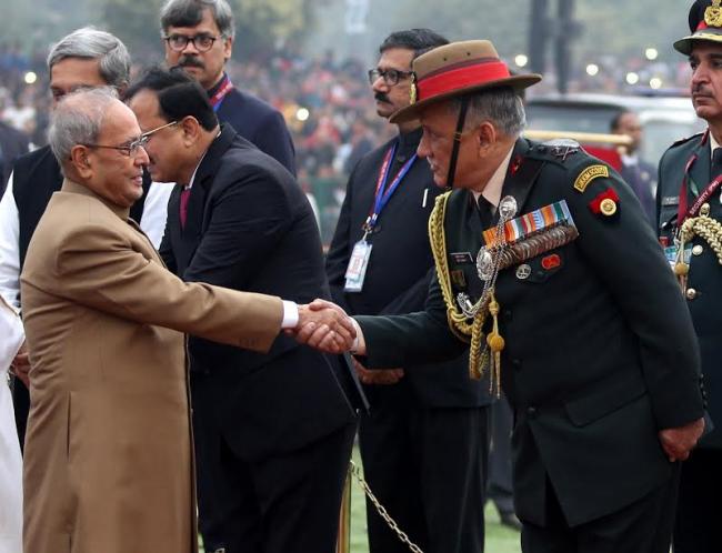 VVIPs arriving at saluting dais on the occasion of 68th Republic Day Parade