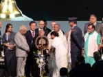 Pranab Mukherjee lighting the inaugural lamp at the Bengal Global Business Summit in Kolkata