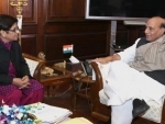 Kiran Bedi calling on the Union Home Minister, Rajnath Singh