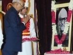 Ram Nath Kovind paying homage at the portrait of the former President of India. Varhagiri Venkata Giri