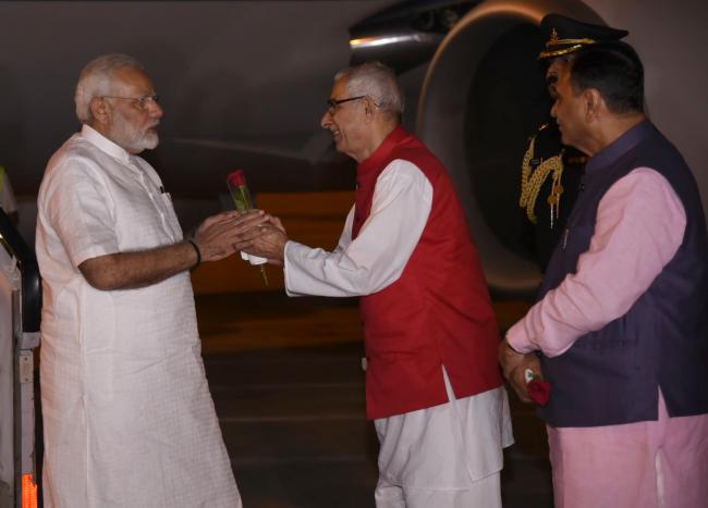 Gujarat Governor, CM welcome PM Modi at Ahmedabad airport