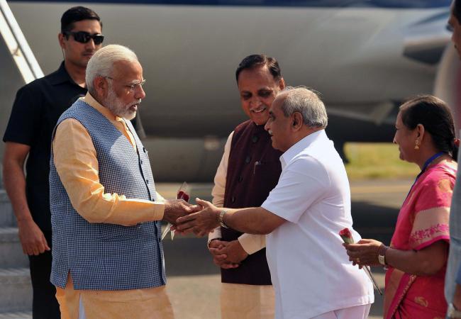 PM Modi reaches Gujarat, welcomed at public meeting in Ghogha