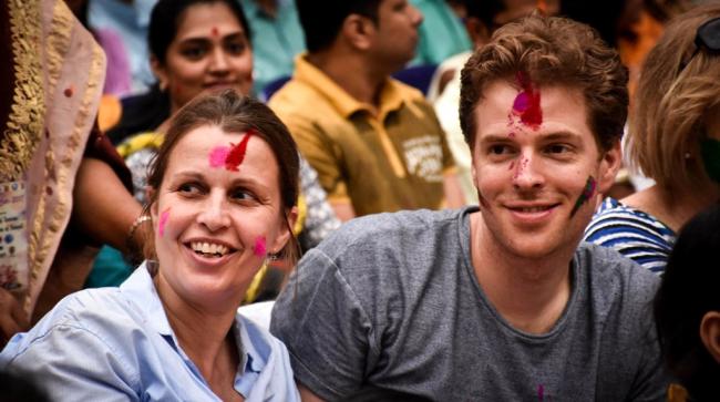Foreigners soak in Holi spirit in India