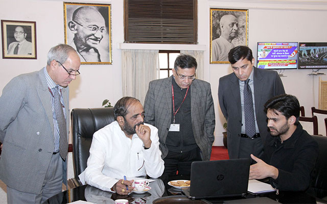 Shri Anil Madhav Dave in a meeting with Shri Gajendra Singh
