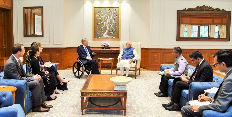 The Governor of the State of Texas USA Greg Abbott Calls on PM Modi