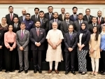 New Delhi: Modi with members of Oman India Joint Business Council
