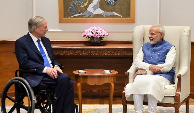 The Governor of the State of Texas USA Greg Abbott Calls on PM Modi