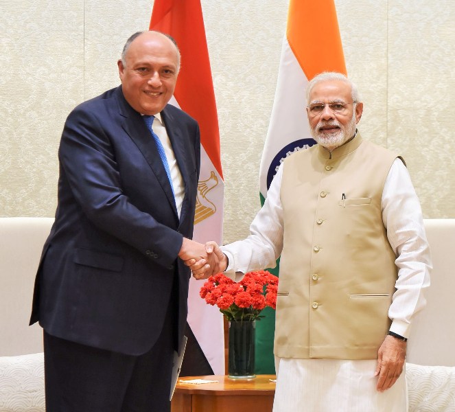 Minister of Foreign Affairs Egypt Sameh Shoukry calls on PM Narendra Modi