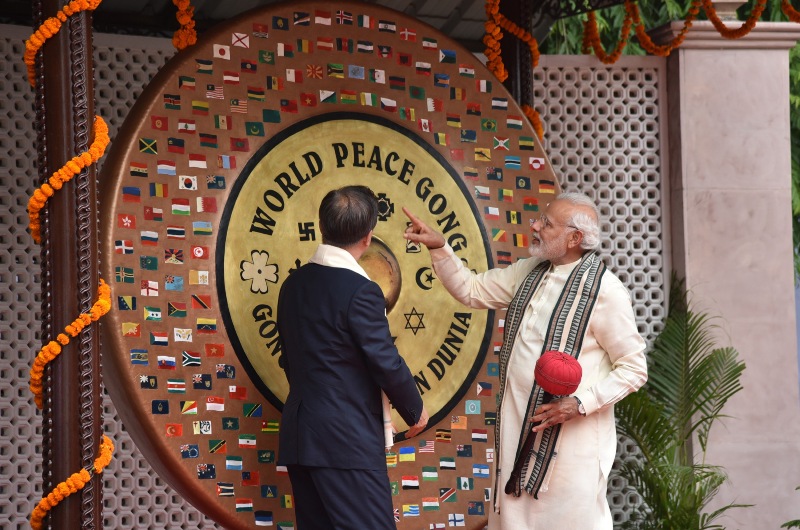 Narendra Modi, Moon Jae-in visit World Peace Gong 