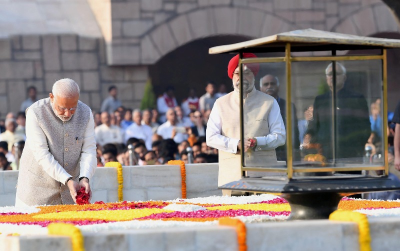 PM Modi performs parikrama on Mahatma Gandhi's birth anniversary at Rajghat