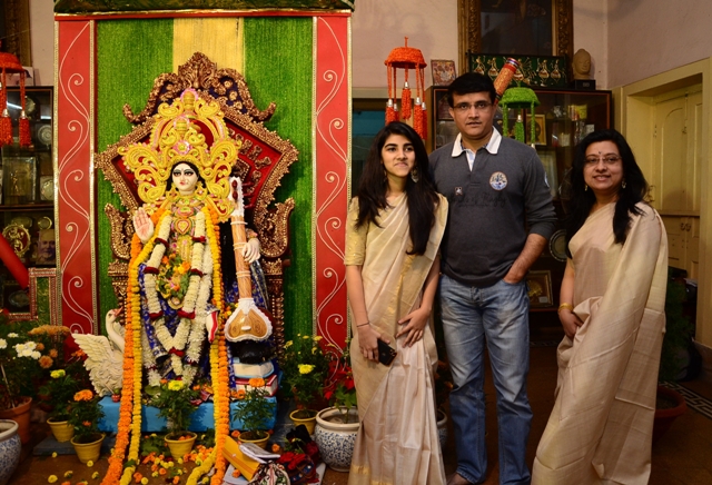 Sourav Ganguly spends time with family on Saraswati Puja