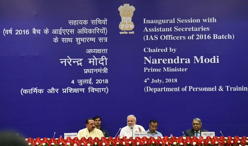 Narendra Modi interacts with the Assistant Secretaries