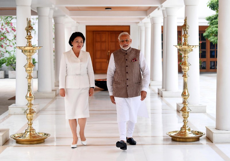 PM Modi meets the First Lady of the Republic of Korea, Kim Jung-Sook, in New Delhi 