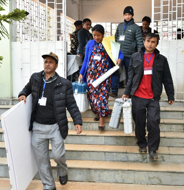 Polling officials in Dimapur