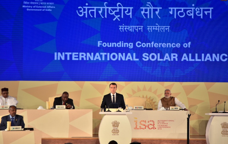  Prime Minister Narendra Modi, French President Emmanuel Macron attend Founding Conference of International Solar Alliance