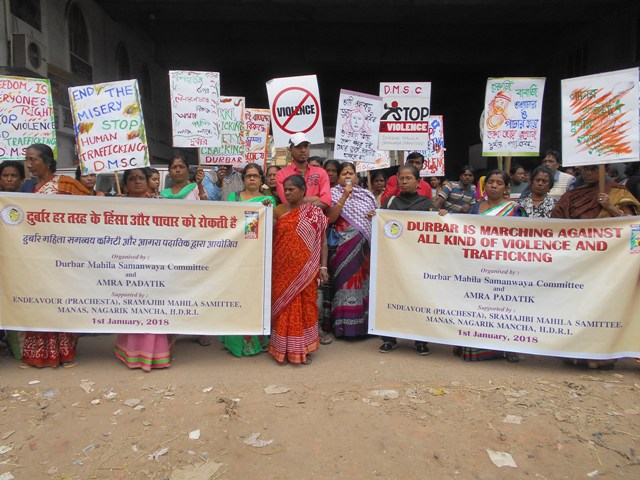 Kolkata sex workers march to protest sexual violence by godmen