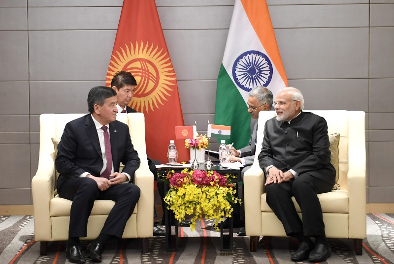  PM Modi meets Kyrgyzstan President Sooronbay Jeenbekov in SCO Summit in China 